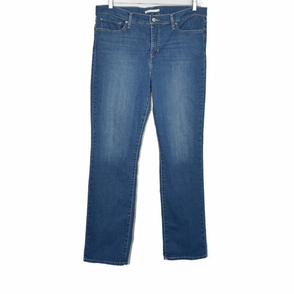 Levi's 314 Womens Blue Denim Jeans Solid Skinny Zip & Button 5 Pockets Size 34 - Picture 2 of 6